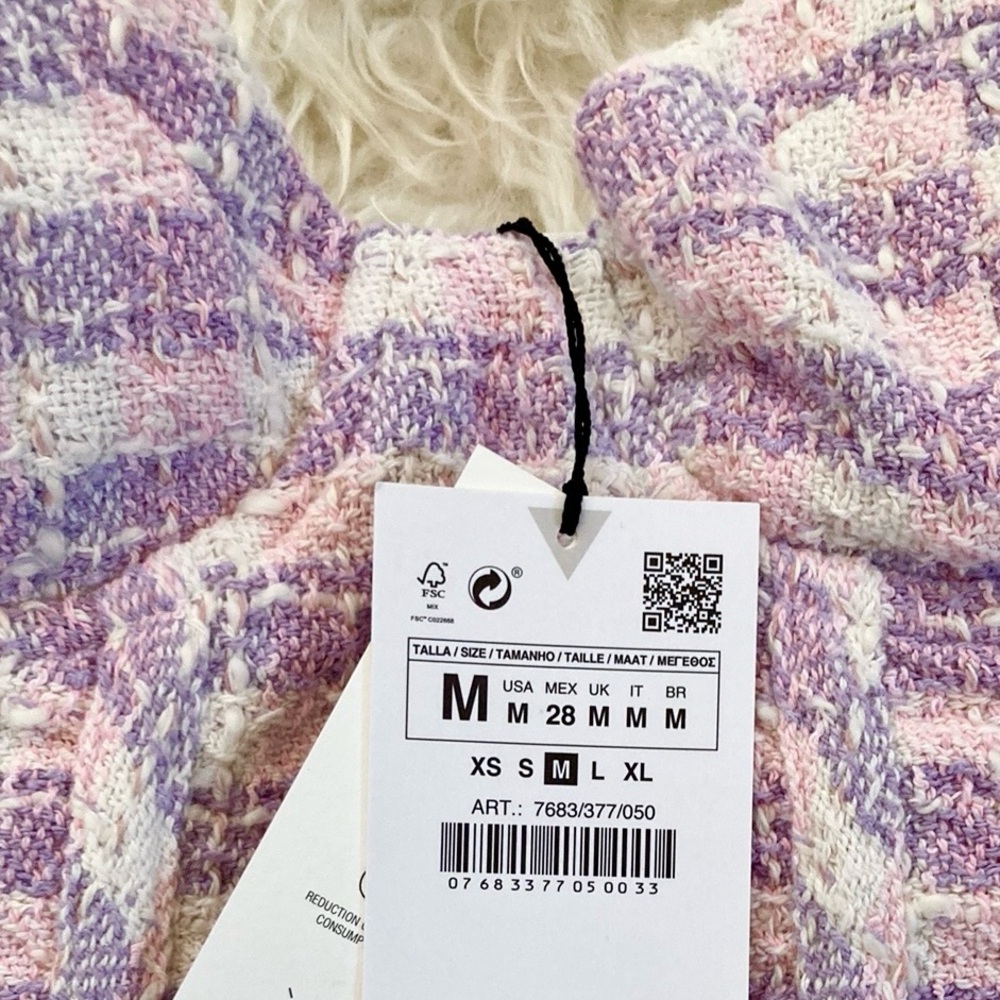 Zara Tweed Corset Bra-Style Crop Top w/Chiffon Lining - Picture 3 of 13